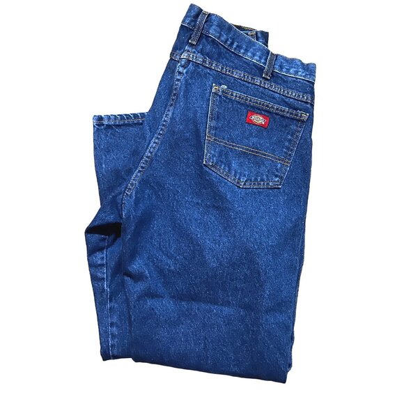 Dickies Mens Blue Jeans Sz 38 x 30 Boot Cut Dark Rinse Denim - Picture 2 of 9